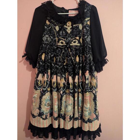 Angelic Pretty Wonder Gallery Black OP + KC Set Lolita Dress - Picture 3 of 7